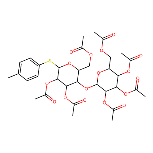 [3,4,5-triacetyloxy-6-[4,5-diacetyloxy-2-(acetyloxymethyl)-6-(4-methylphenyl)sulfanyloxan-3-yl]oxyoxan-2-yl]methyl acetate structure