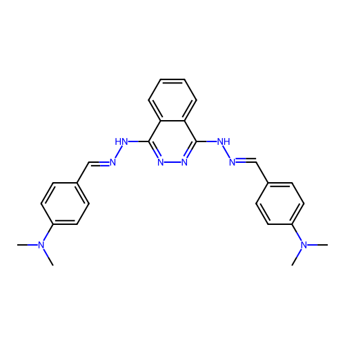 4,4'-[phthalazine-1,4-diylbis(hydrazin-2-yl-1-ylidenemethylylidene)]bis(n,n-dimethylaniline) structure