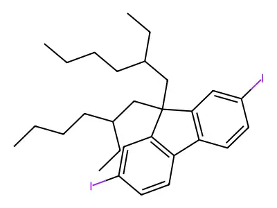 9,9-Bis(2-ethylhexyl)-2,7-diiodo-9H-fluorene structure