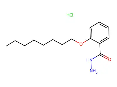 Benzoic acid, o-(octyloxy)-, hydrazide monohydrochloride structure