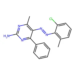 5-[(2-Chloro-6-methylphenyl)diazenyl]-4-methyl-6-phenylpyrimidin-2-amine structure