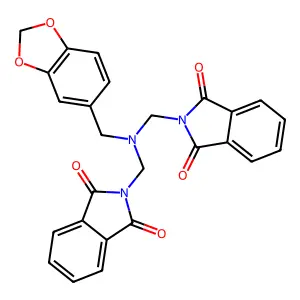 2,2'-{[(1,3-benzodioxol-5-ylmethyl)imino]dimethanediyl}bis(1H-isoindole-1,3(2H)-dione) structure