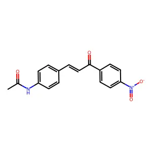 N-[4-[3-(4-nitrophenyl)-3-oxoprop-1-enyl]phenyl]acetamide structure