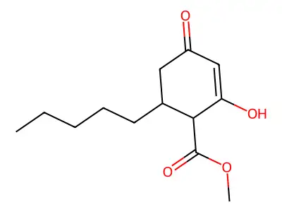 Methyl 2-hydroxy-4-oxo-6-pentylcyclohex-2-ene-1-carboxylate structure