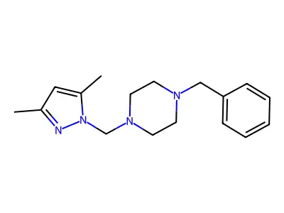 1-benzyl-4-[(3,5-dimethyl-1H-pyrazol-1-yl)methyl]piperazine structure