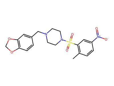 1-(1,3-Benzodioxol-5-ylmethyl)-4-[(2-methyl-5-nitrophenyl)sulfonyl]piperazine structure