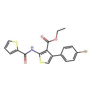 Ethyl 4-(4-bromophenyl)-2-(2-thienylcarbonylamino)thiophene-3-carboxylate structure