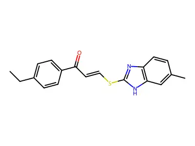 1-(4-ethylphenyl)-3-[(6-methyl-1H-benzimidazol-2-yl)sulfanyl]prop-2-en-1-one structure