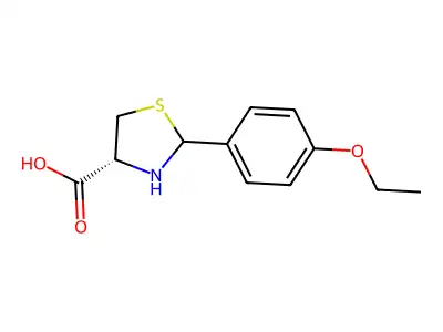 (4R)-2-(4-ethoxyphenyl)-1,3-thiazolidine-4-carboxylic acid structure