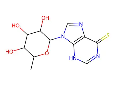 9-(3,4,5-trihydroxy-6-methyloxan-2-yl)-3H-purine-6-thione structure