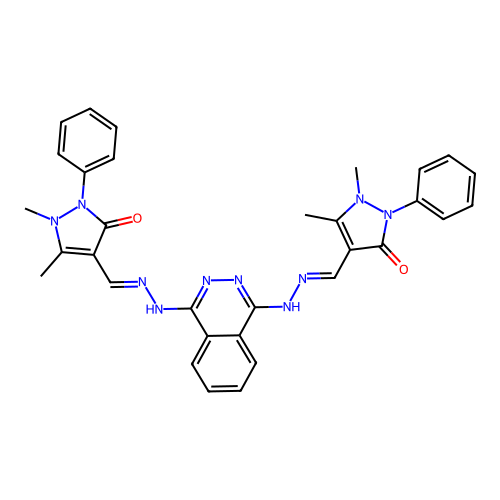 4,4'-[phthalazine-1,4-diylbis(hydrazin-2-yl-1-ylidenemethylylidene)]bis(1,5-dimethyl-2-phenyl-1,2-dihydro-3h-pyrazol-3-one) structure