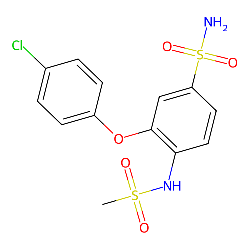 3-(4-Chlorophenoxy)-4-(methanesulfonamido)benzenesulfonamide structure