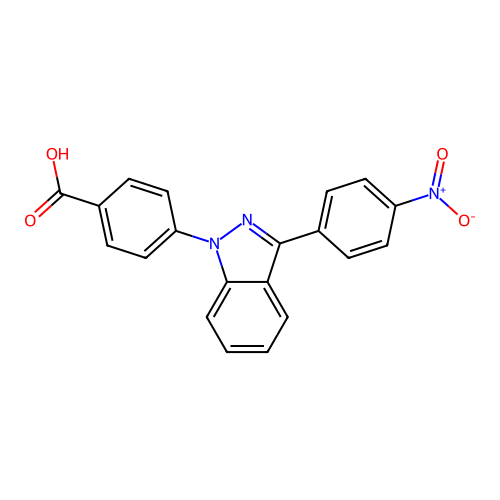 Benzoic acid, 4-[3-(4-nitrophenyl)-1H-indazol-1-yl]- structure