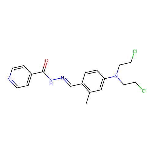 n'-{4-[bis(2-chloroethyl)amino]-2-methylbenzylidene}pyridine-4-carbohydrazide structure