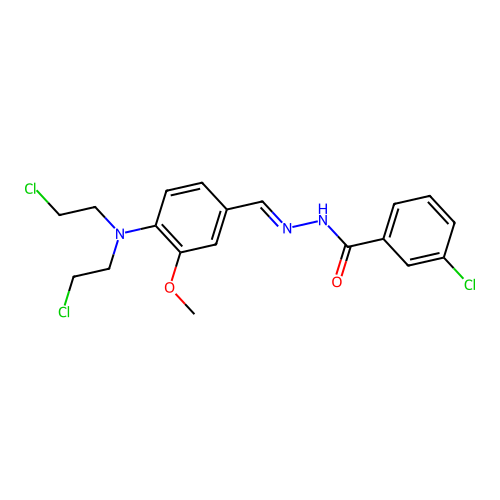 n'-{4-[bis(2-chloroethyl)amino]-3-methoxybenzylidene}-3-chlorobenzohydrazide structure