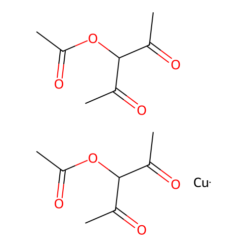 Copper;bis(2,4-dioxopentan-3-yl acetate) structure