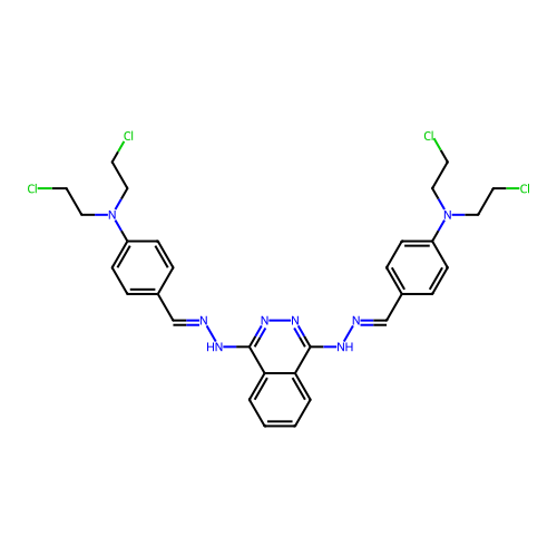 4,4'-[phthalazine-1,4-diylbis(hydrazin-2-yl-1-ylidenemethylylidene)]bis[n,n-bis(2-chloroethyl)aniline] structure