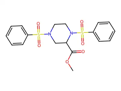 Methyl 1,4-bis(benzenesulfonyl)piperazine-2-carboxylate structure