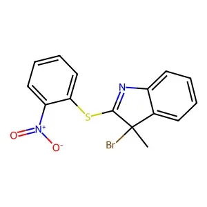 3-Bromo-3-methyl-2-((2-nitrophenyl)thio)-3H-indole structure