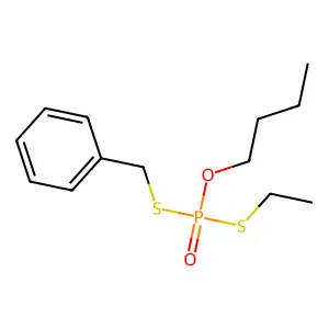 O-Butyl S-ethyl S-(phenylmethyl) phosphorodithioate structure