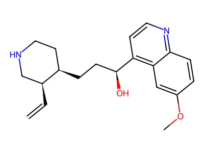 (1S)-3-[(3R,4R)-3-ethenylpiperidin-4-yl]-1-(6-methoxyquinolin-4-yl)propan-1-ol structure