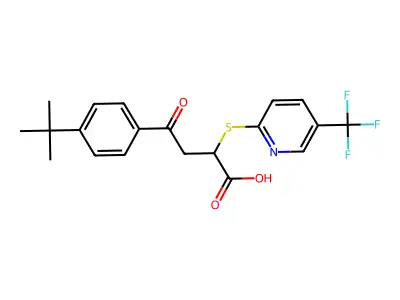 4-(4-tert-butylphenyl)-4-oxo-2-[5-(trifluoromethyl)pyridin-2-yl]sulfanylbutanoic acid structure