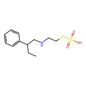 Ethanethiol, 2-(2-phenylbutyl)amino-, hydrogen sulfate (ester) structure