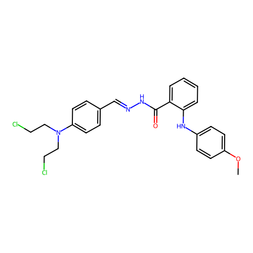 n'-{4-[bis(2-chloroethyl)amino]benzylidene}-2-[(4-methoxyphenyl)amino]benzohydrazide structure