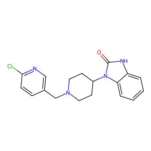 1-(1-((6-chloropyridin-3-yl)methyl)piperidin-4-yl)-1H-benzo[d]imidazol-2(3H)-one structure