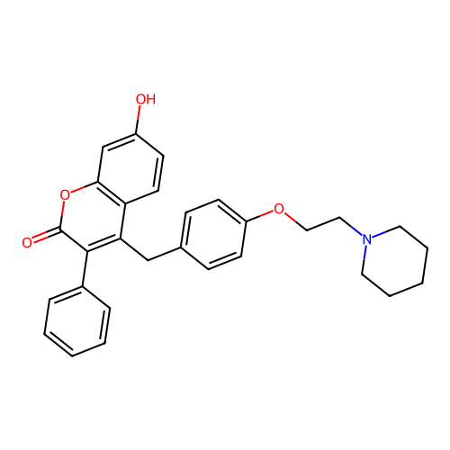 7-Hydroxy-3-phenyl-4-[[4-(2-piperidin-1-ylethoxy)phenyl]methyl]chromen-2-one structure