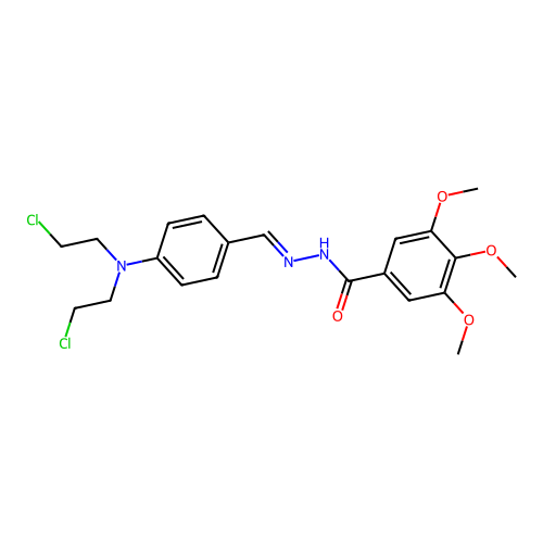 n'-{4-[bis(2-chloroethyl)amino]benzylidene}-3,4,5-trimethoxybenzohydrazide structure