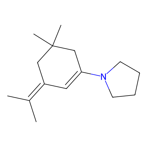 Pyrrolidine, 1-(3-isopropylidene-5,5-dimethyl-1-cyclohexen-1-yl)- structure