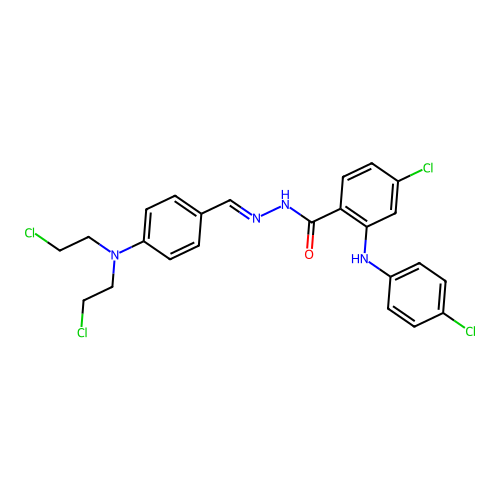 n'-{4-[bis(2-chloroethyl)amino]benzylidene}-4-chloro-2-[(4-chlorophenyl)amino]benzohydrazide structure
