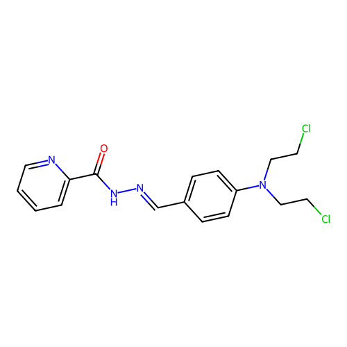 n'-{4-[bis(2-chloroethyl)amino]benzylidene}pyridine-2-carbohydrazide structure
