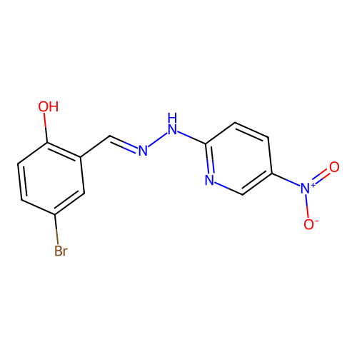 Benzaldehyde,5-bromo-2-hydroxy-, 2-(5-nitro-2-pyridinyl)hydrazone structure