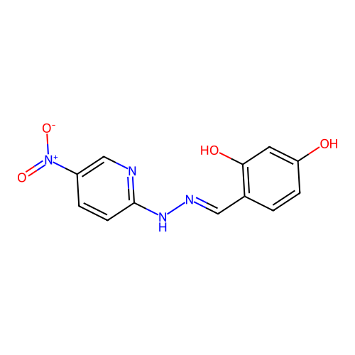 4-[[(5-Nitro-2-pyridinyl)hydrazinylidene]methyl]benzene-1,3-diol structure