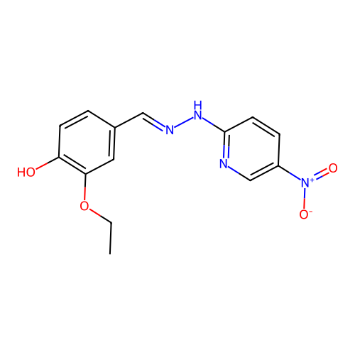 Benzaldehyde,3-ethoxy-4-hydroxy-, 2-(5-nitro-2-pyridinyl)hydrazone structure