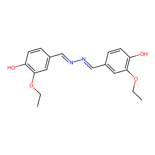 4,4'-(Hydrazine-1,2-diylidenebis(methaneylylidene))bis(2-ethoxyphenol) structure