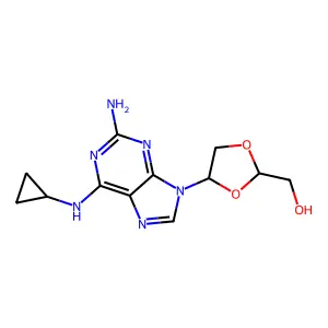 [(2R,4R)-4-[2-amino-6-(cyclopropylamino)purin-9-yl]-1,3-dioxolan-2-yl]methanol structure