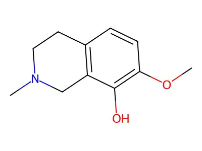 1,2,3,4-Tetrahydro-7-methoxy-2-methyl-8-isoquinolinol structure