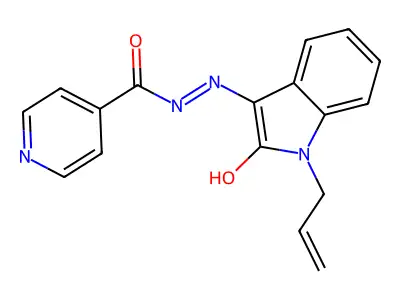 Isonicotinic acid (1-allyl-2-oxo-1,2-dihydro-indol-3-ylidene)-hydrazide structure