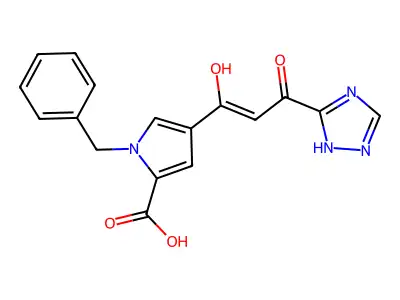 1H-Pyrrole-2-carboxylic acid, 4-(3-hydroxy-1-oxo-3-(1H-1,2,4-triazol-3-yl)-2-propenyl)-1-(phenylmethyl)- structure