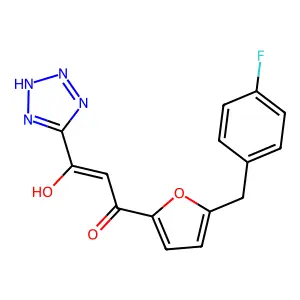 2-Propen-1-one, 1-(5-((4-fluorophenyl)methyl)-2-furanyl)-3-hydroxy-3-(1H-tetrazol-5-yl)- structure