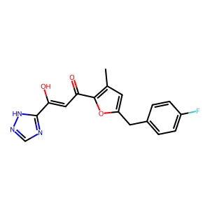 2-Propen-1-one, 1-(5-((4-fluorophenyl)methyl)-3-methyl-2-furanyl)-3-hydroxy-3-(1H-1,2,4-triazol-3-yl)- structure