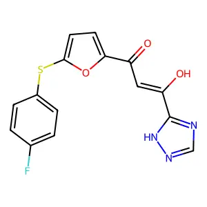 2-Propen-1-one, 1-(5-((4-fluorophenyl)thio)-2-furanyl)-3-hydroxy-3-(1H-1,2,4-triazol-3-yl)- structure