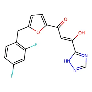 2-Propen-1-one, 1-(5-((2,4-difluorophenyl)methyl)-2-furanyl)-3-hydroxy-3-(1H-1,2,4-triazol-3-yl)- structure