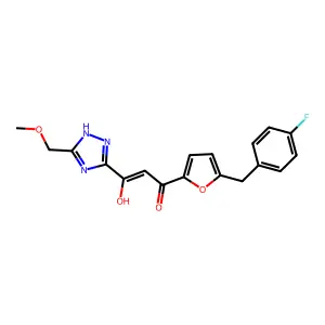 2-Propen-1-one, 1-(5-((4-fluorophenyl)methyl)-2-furanyl)-3-hydroxy-3-(5-(methoxymethyl)-1H-1,2,4-triazol-3-yl)- structure