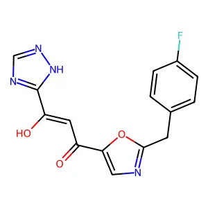 2-Propen-1-one, 1-(2-((4-fluorophenyl)methyl)-5-oxazolyl)-3-hydroxy-3-(1H-1,2,4-triazol-3-yl)- structure