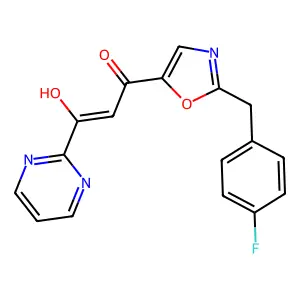 2-Propen-1-one, 1-(2-((4-fluorophenyl)methyl)-5-oxazolyl)-3-hydroxy-3-(2-pyrimidinyl)- structure