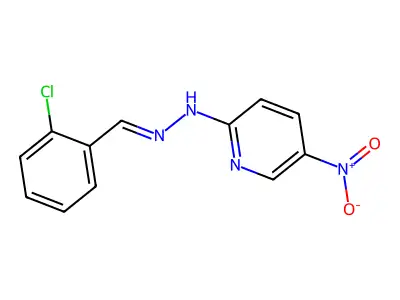 N-[(2-chlorophenyl)methylideneamino]-5-nitropyridin-2-amine structure